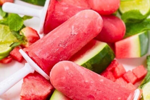 3-Ingredient Watermelon Popsicles, homemade and freshly served