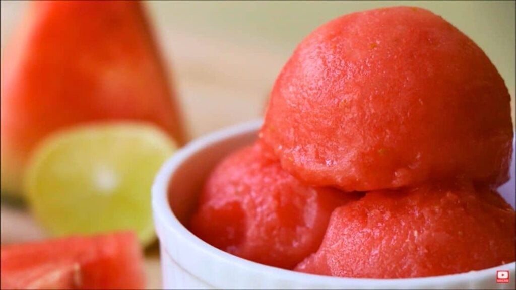3-Ingredient Watermelon Sorbet (Without Ice Cream Machine), homemade and freshly served