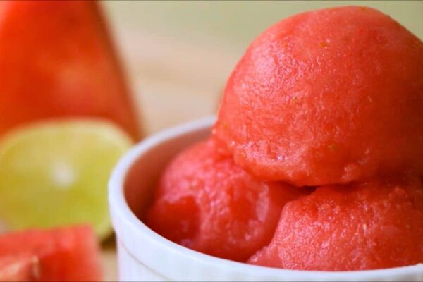 3-Ingredient Watermelon Sorbet (Without Ice Cream Machine), homemade and freshly served