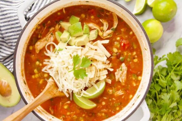 30-Minute Chicken Tortilla Soup, homemade and freshly served