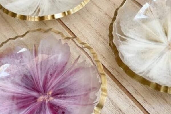 Finished 3D Flower Resin Trinket Bowls, a completed DIY project