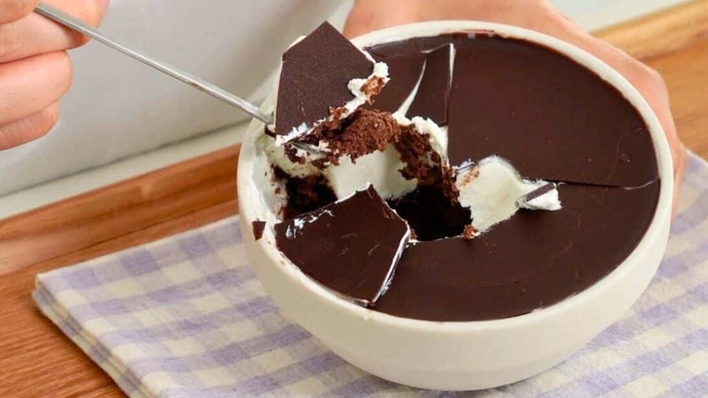 4-Ingredient Chocolate Dessert, homemade and freshly served