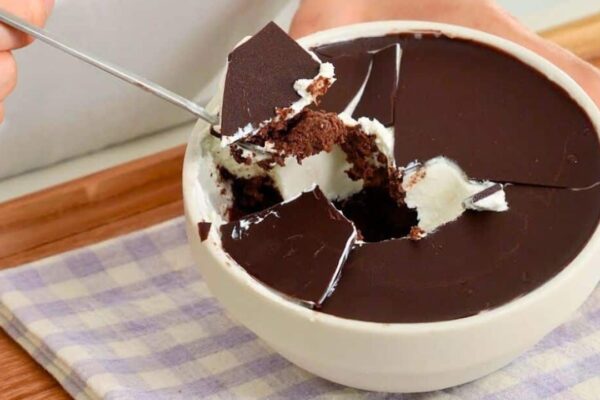 4-Ingredient Chocolate Dessert, homemade and freshly served