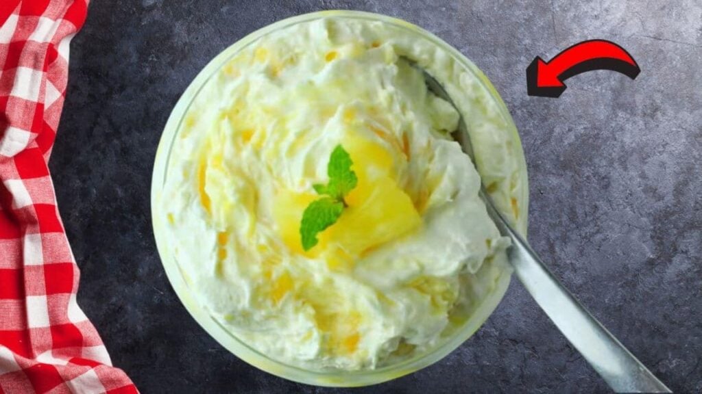4-Ingredient Pineapple Fluff, homemade and freshly served