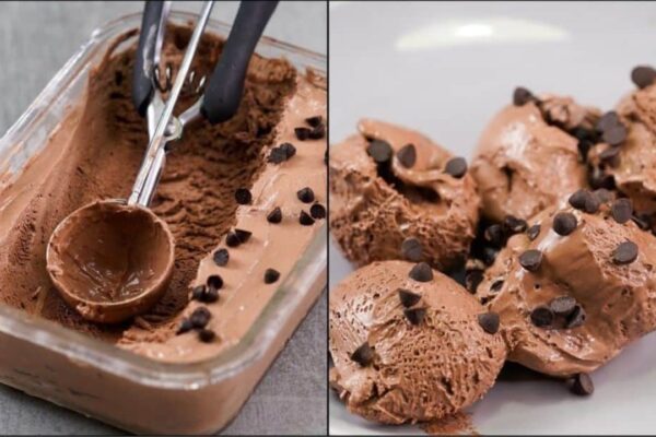 5-Ingredient Milk Chocolate Ice Cream, homemade and freshly served