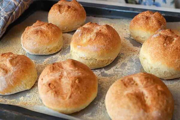 5-Ingredient No-Knead Crusty Buns, homemade and freshly served