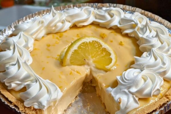 5-Minute Old-Fashioned Lemon Icebox Pie, homemade and freshly served