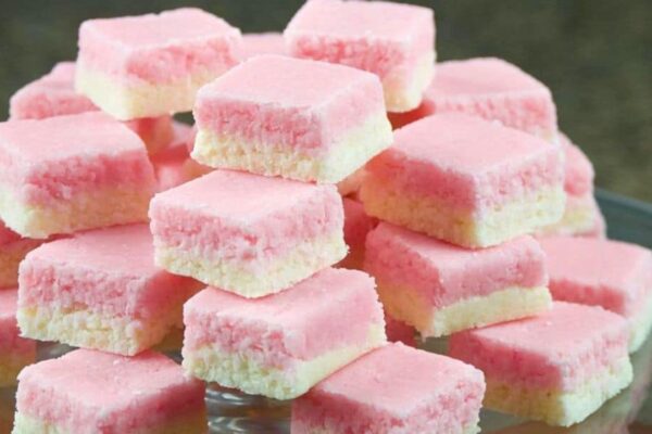 6-Ingredient No-Bake Classic Coconut Ice, homemade and freshly served