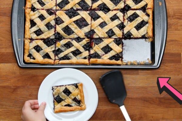 7-Ingredient Blueberry Slab Pie, homemade and freshly served