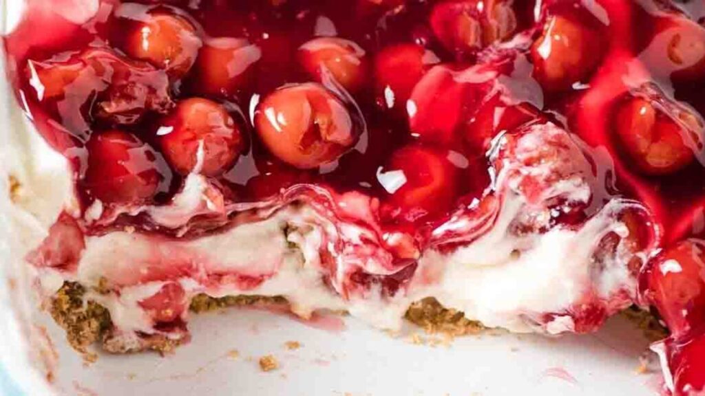 7-Ingredient No-Bake Cherry Delight, homemade and freshly served