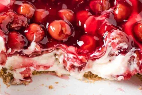 7-Ingredient No-Bake Cherry Delight, homemade and freshly served