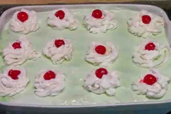 7UP Lime Jello Salad, homemade and freshly served
