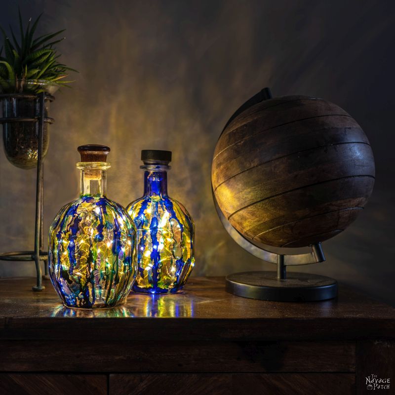 Alcohol Ink Bottle Lights - Wine Bottle Crafts