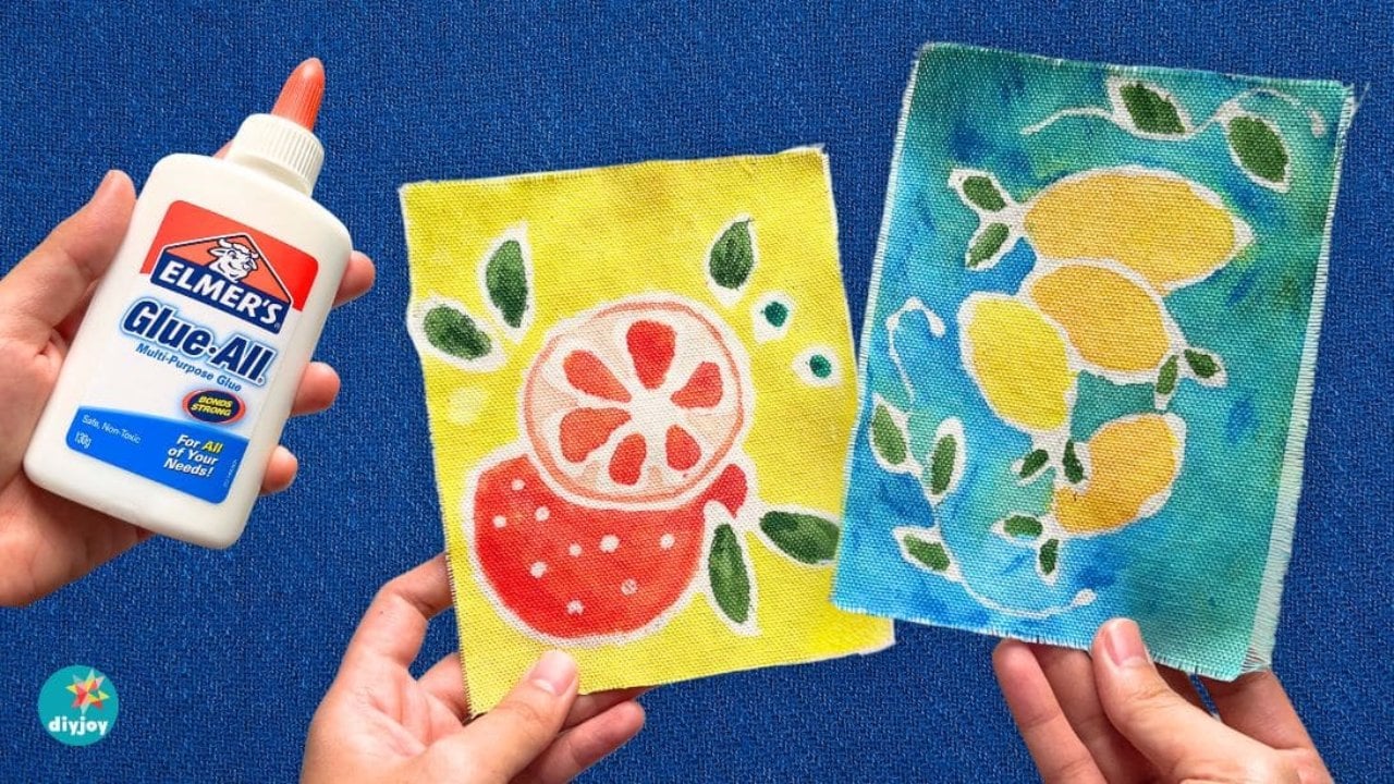 Batik Fabric Painting With Acrylic and Glue Batik Fabric Painting With Acrylic and Glue, Washable school glue as a resist and acrylic paint for color