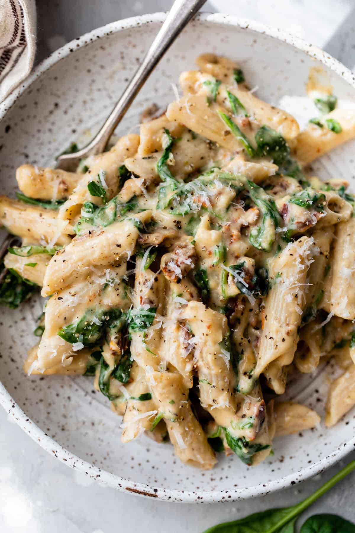 Pasta Recipes - Creamy Spinach Pasta with Sun-Dried Tomatoes - Easy Dinner Pasta Recipes - Creamy Spinach Pasta with Sun-Dried Tomatoes - Easy Dinner