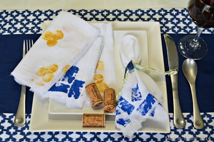 Cork Stamped Cloth Napkins - DIY Napkins and Placemats