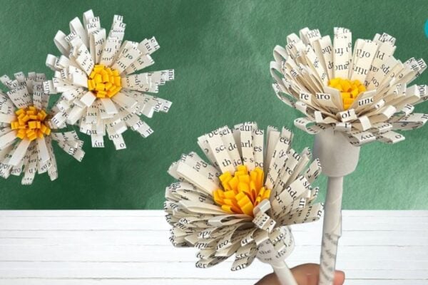 DIY Book Page Paper Flower — easy step-by-step DIY tutorial.