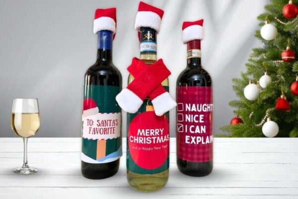 Custom Holiday Wine Labels — easy step-by-step DIY tutorial.