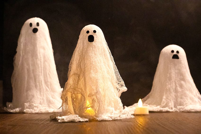 Floating Cheesecloth Ghosts - Cheap DIY Halloween Decorations
