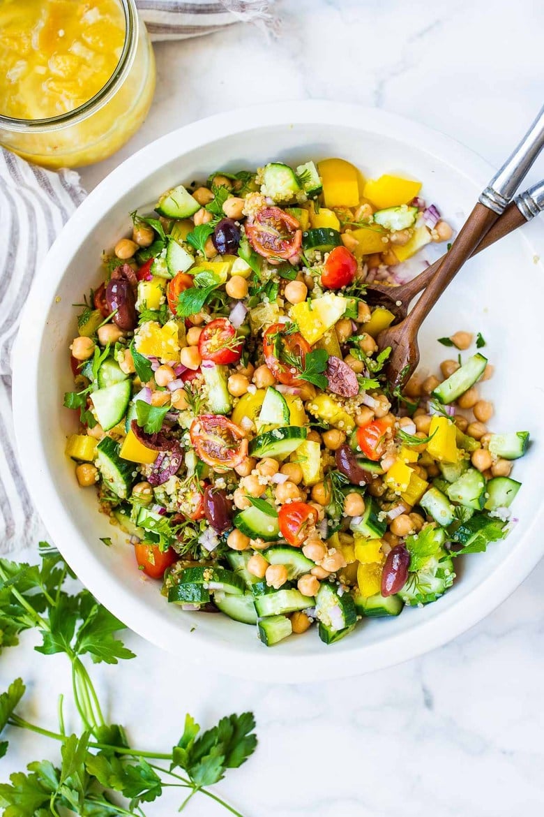 Lemony Quinoa Chickpea Salad - Healthy Lunch Ideas for Work
