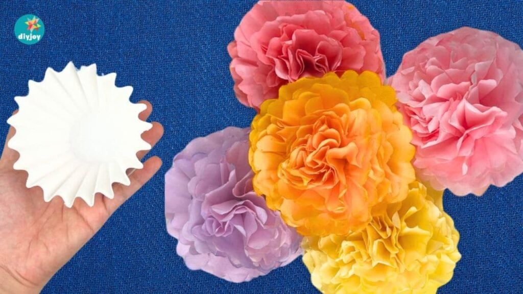 Colorful Coffee Filter Flowers Tutorial — easy step-by-step DIY tutorial.