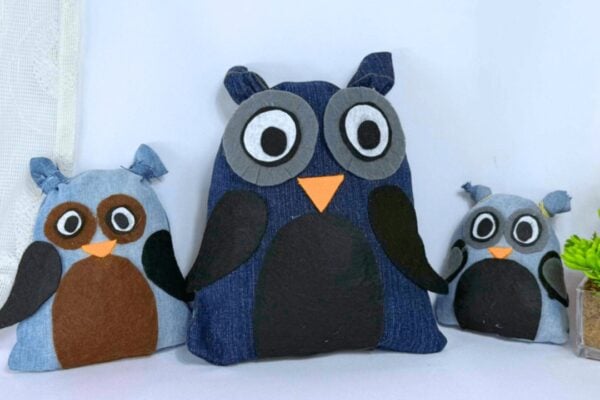 Easy No-Sew DIY Denim Owl — easy step-by-step DIY tutorial.
