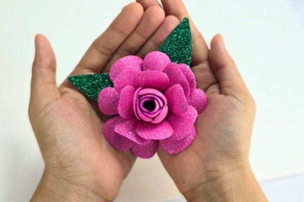 Easy DIY Glitter Foam Flowers — easy step-by-step DIY tutorial.