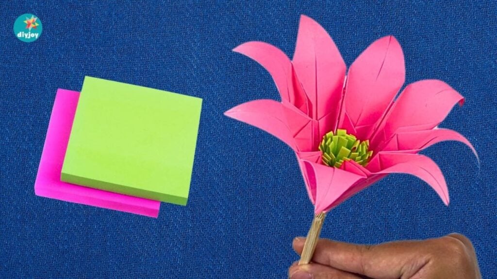 Post-It Notes Paper Flowers — easy step-by-step DIY tutorial.
