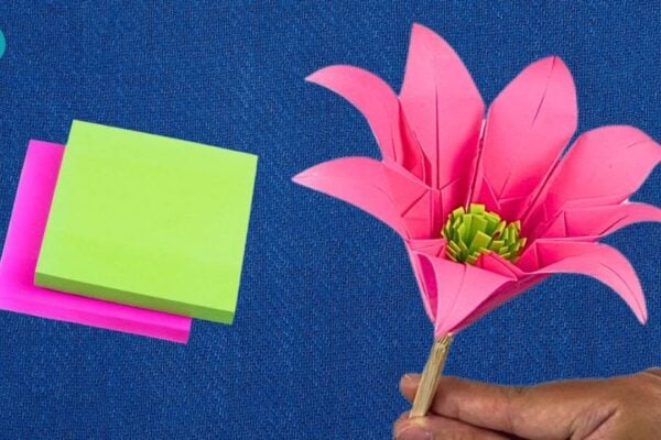 Post-It Notes Paper Flowers — easy step-by-step DIY tutorial.