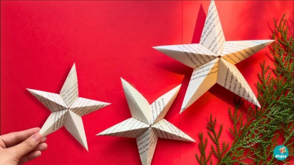 DIY Paper Star Ornament | Book Page Crafts — easy step-by-step DIY tutorial.
