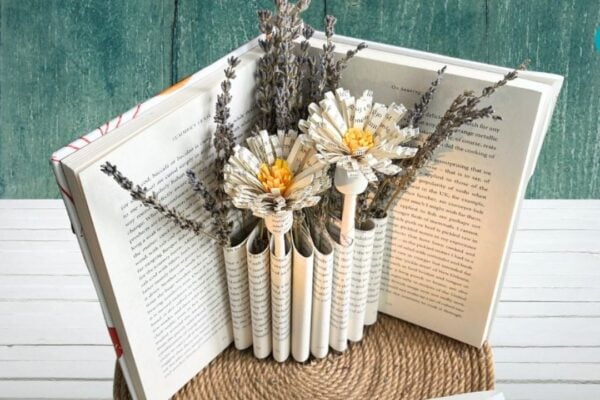 DIY Book Flower Vase — easy step-by-step DIY tutorial.