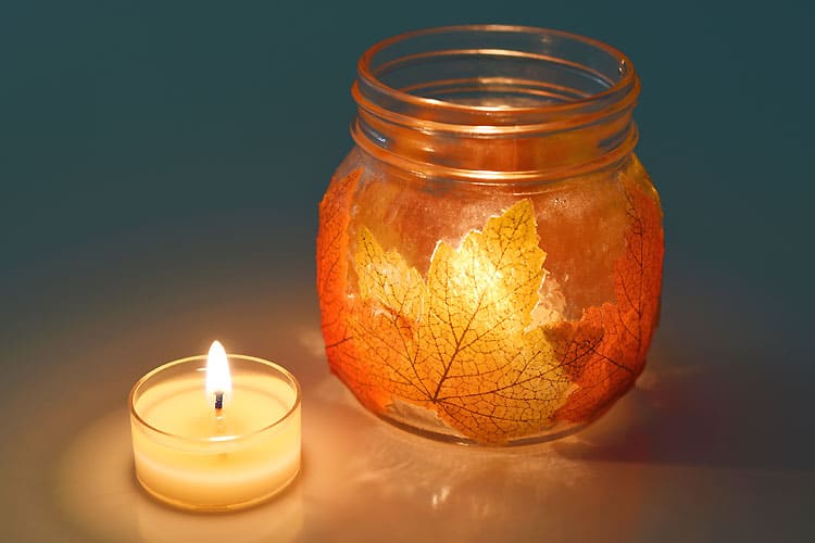 Mason Jar Leaf Lanterns - Best Fall Decorating Ideas