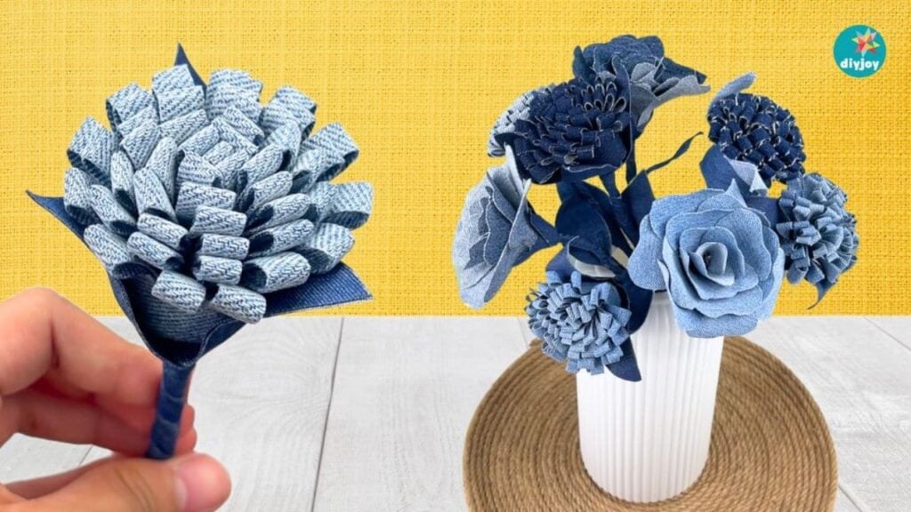 How to Make Denim Flowers — easy step-by-step DIY tutorial.