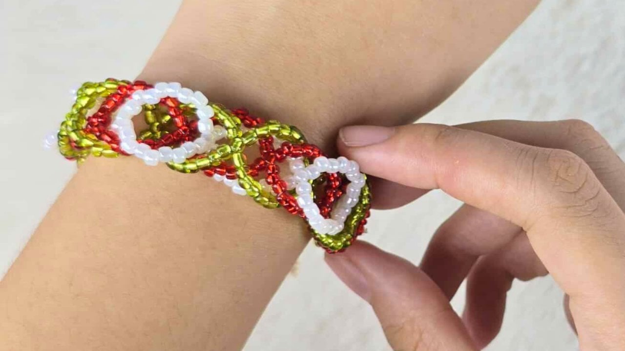 Beginner-Friendly Beaded Bracelet, This one uses more beads and a thicker nylon cord than the quick versions