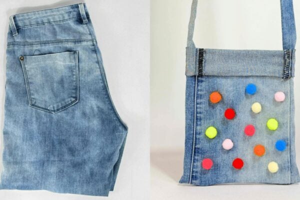 Easy Upcycled DIY Denim Jeans Bag — easy step-by-step DIY tutorial.