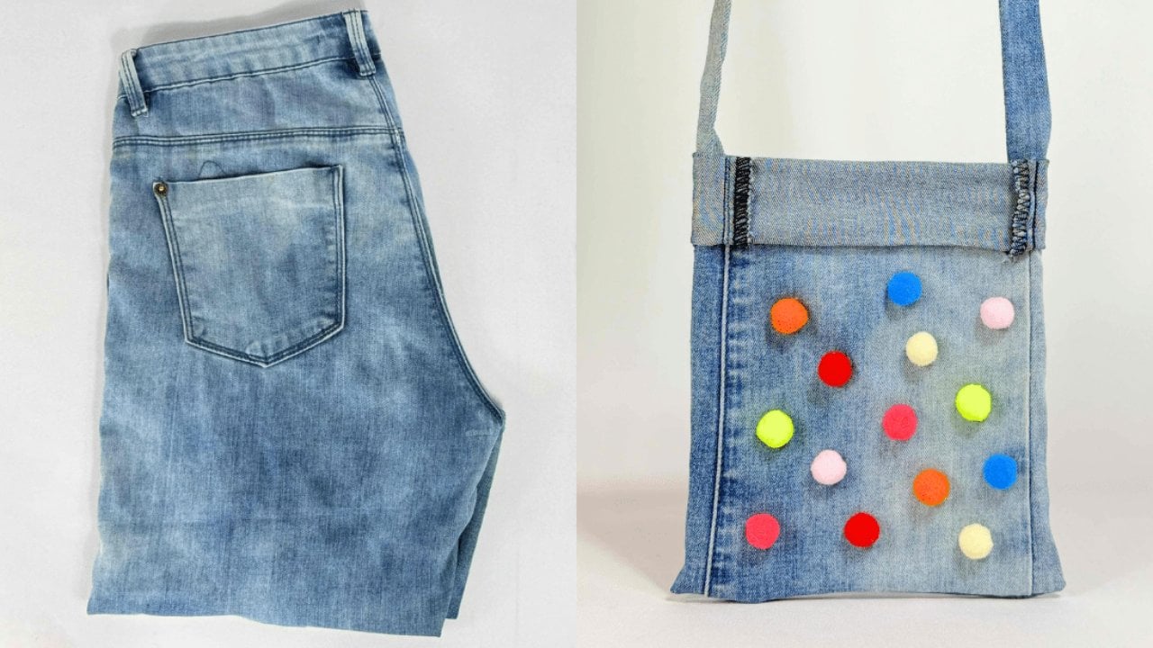 Easy Upcycled DIY Denim Jeans Bag, Got an old pair of jeans in the back of the closet? Do not throw them out. One leg