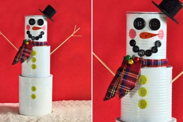Easy DIY Tin Can Snowman — easy step-by-step DIY tutorial.