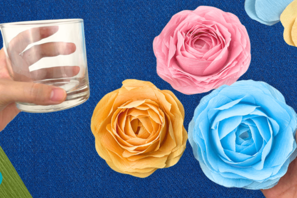 How to Make Paper Flowers With a Glass — easy step-by-step DIY tutorial.