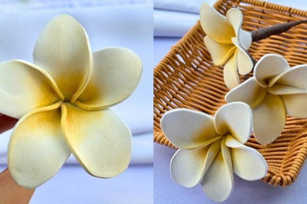 DIY Craft Foam Frangipani Flower — easy step-by-step DIY tutorial.