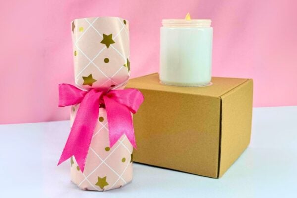 Easy Candle Jar Gift Wrapping Hack — easy step-by-step DIY tutorial.