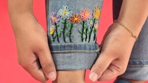 Floral Embroidery for Jeans Leg — easy step-by-step DIY tutorial.