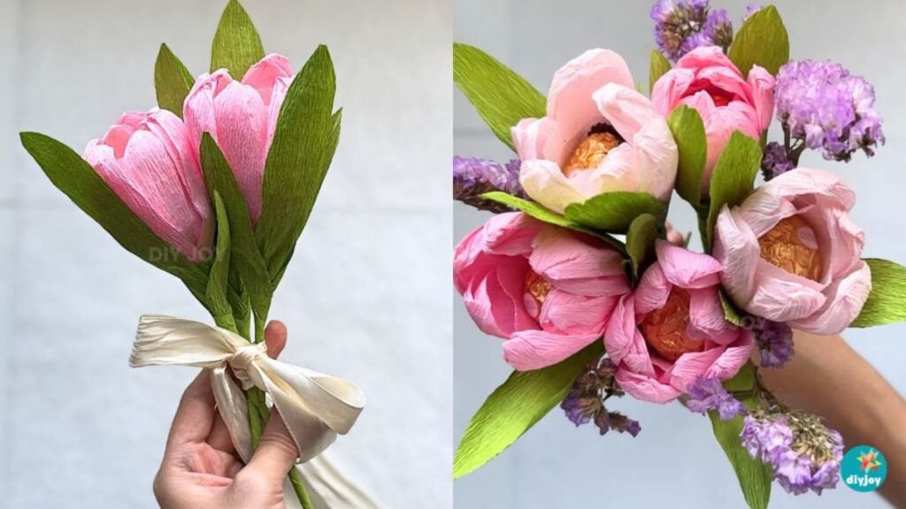 Paper Tulips With Chocolate — easy step-by-step DIY tutorial.