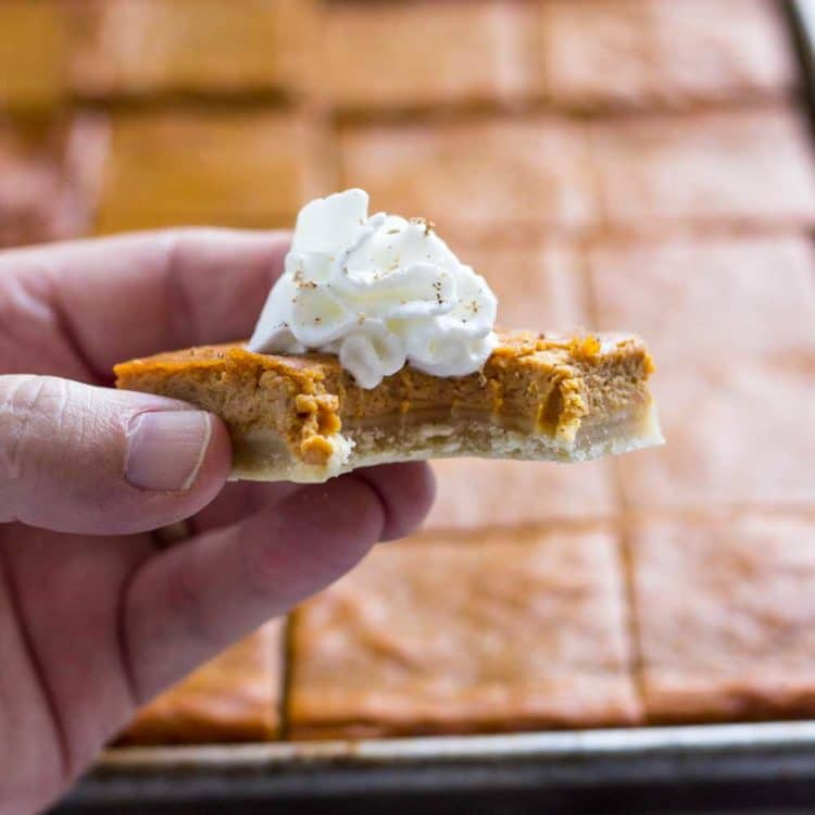 Thanksgiving Recipes - Slab Pumpkin Pie Bars - Easy Holiday Dessert