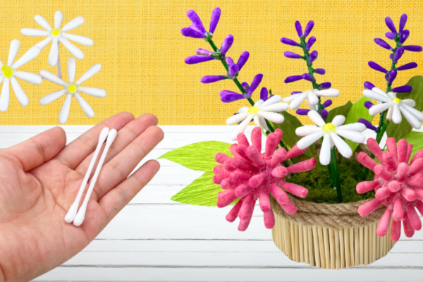 Q-Tip Flower Bouquet — easy step-by-step DIY tutorial.