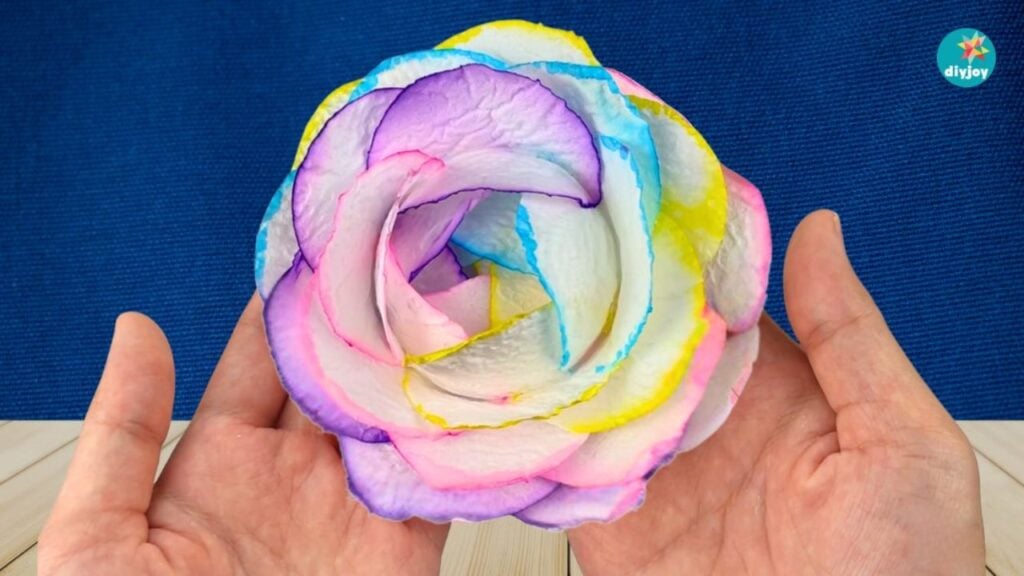 Rainbow Paper Flowers With Toilet Paper — easy step-by-step DIY tutorial.