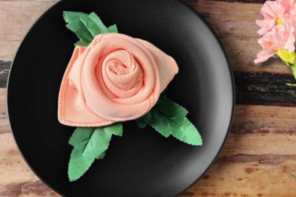 How to Fold a Cloth Napkin into a Rose — easy step-by-step DIY tutorial.