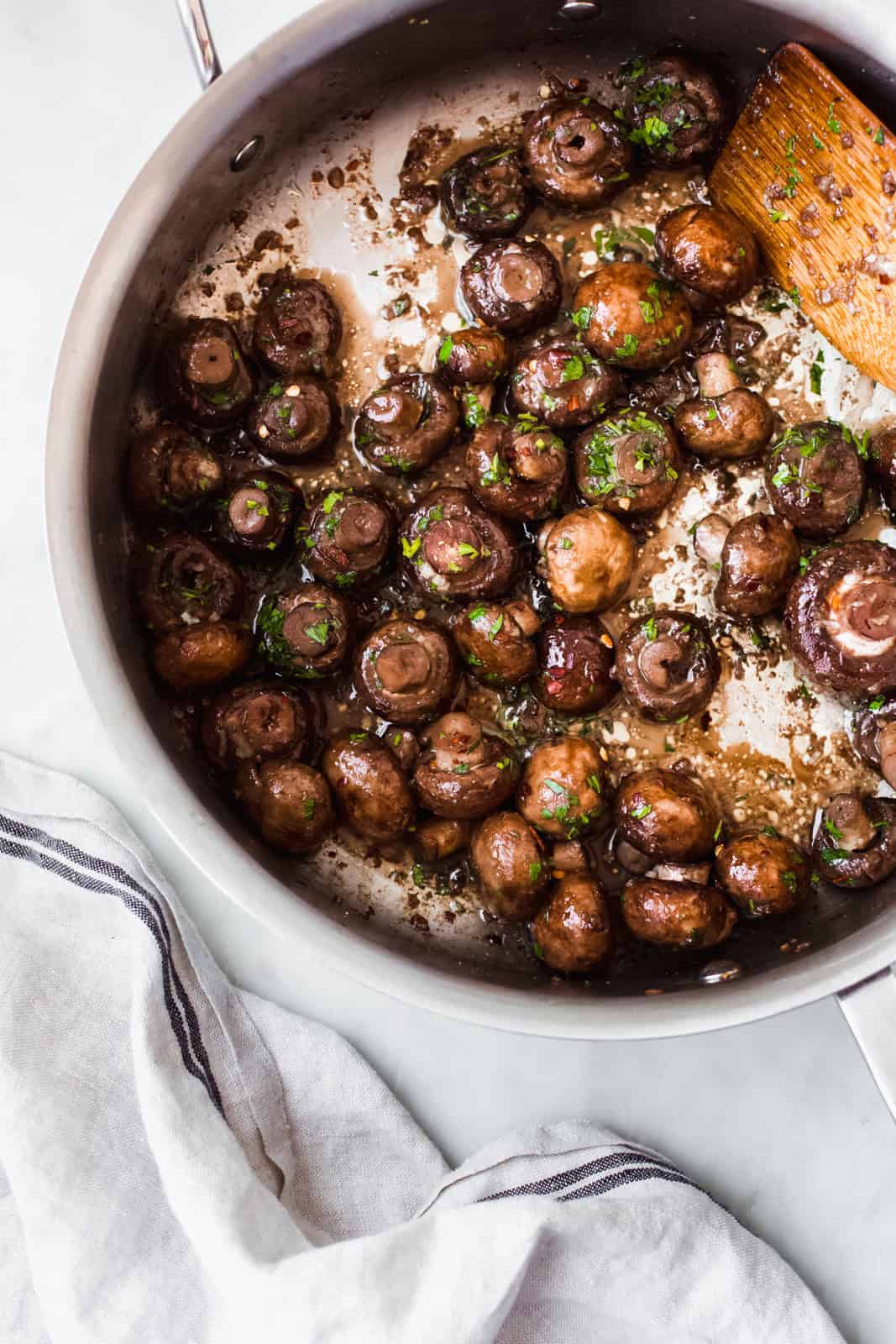 Thanksgiving Recipes - Sauteed Garlic Herb Mushrooms - Savory Holiday Side