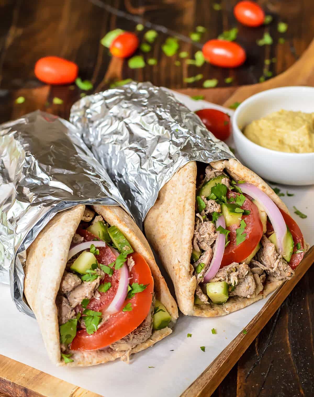 Healthy Chicken Recipes - Slow Cooker Chicken Shawarma Bowls - Spiced Yogurt Chicken