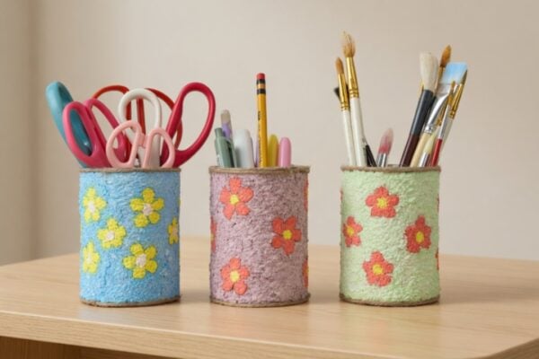 DIY Tin Can Desk Organizer Tutorial — easy step-by-step DIY tutorial.