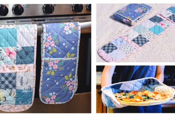 Adorable Double Oven Mittens from Fabric Scraps